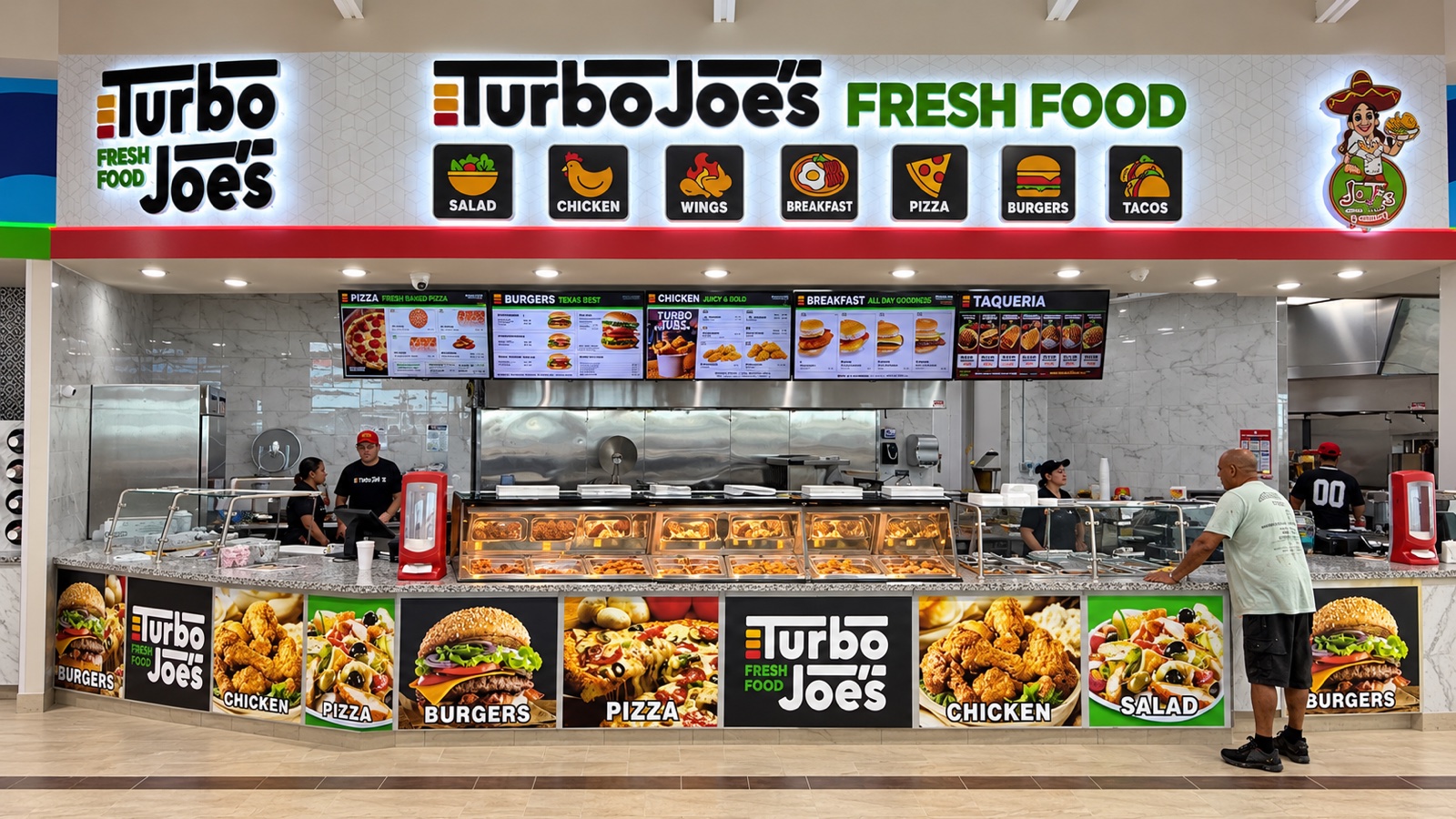 Turbo Joe’s Fresh Food counter in Louise, Texas — perspective-corrected photograph